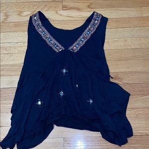 Free People Unique Beaded Tank with tie